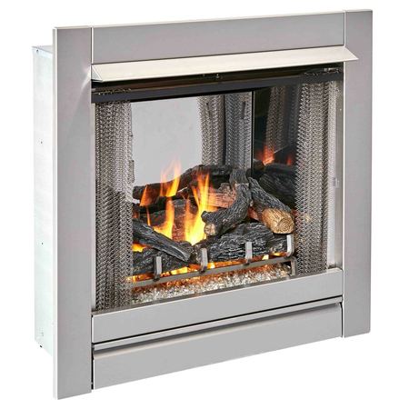 BLUEGRASS LIVING Vent Free Stainless Outdoor Gas Fireplace Insert With Fire Glass Med BL450SS-L